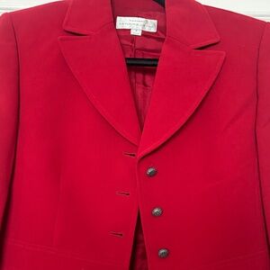 Tahari Scarlet Jacket with Button Accents and matching skirt